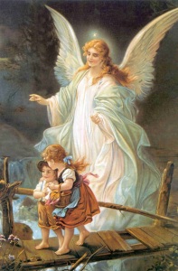 This well known image of a majestic angel guarding her precious charges as they crossed a dangerous bridge hung in the bedrooms of many children while they were growing up. 